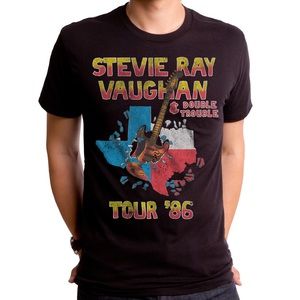 Stevie Ray Vaughan Tour 86 Adult T-Shirt Black | L
